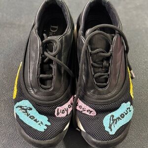 Dior Black Sneakers with Pink and Blue Details